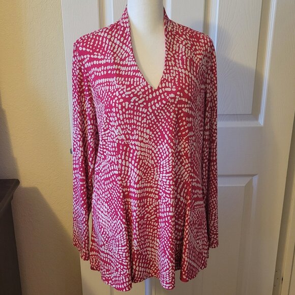 Susan Graver Pink V-Neck L/S Blouse A298487 - Size M - EUC - Picture 1 of 9